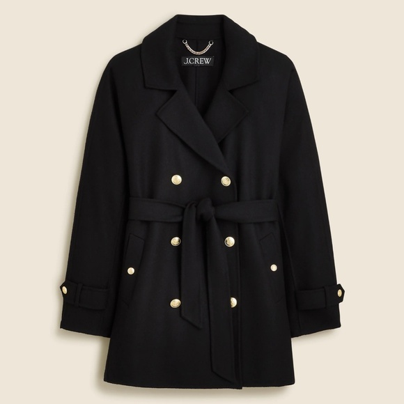 New JCREW Size XS Trench Coat in Double-Faced Wool in Black $368 CD100